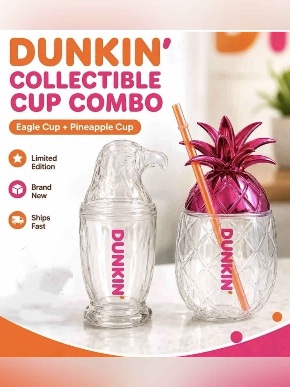 2 set of new 2026 Dunkin' Donuts limited Cup。    firm price